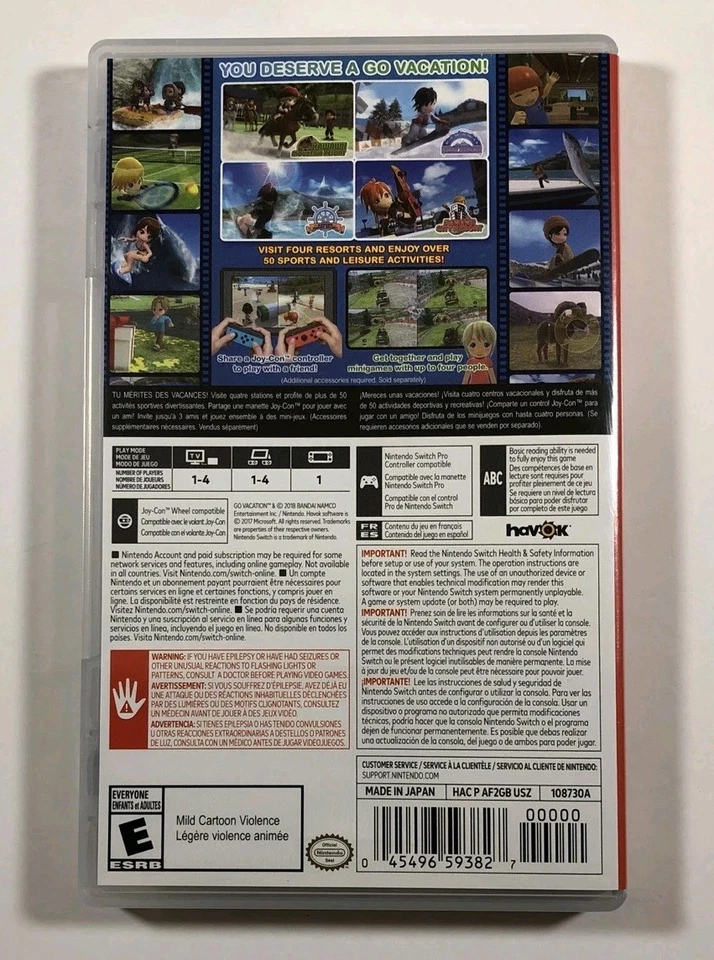 Go Vacation (Nintendo Switch, 2018) Limpio, Garantizado EE. UU., ¡Se envía hoy! Foto 2 de 4