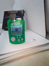 DAMAGED BUT WORKS Sega Dreamcast Clear Green VMU OEM Visual Memory Unit #K51