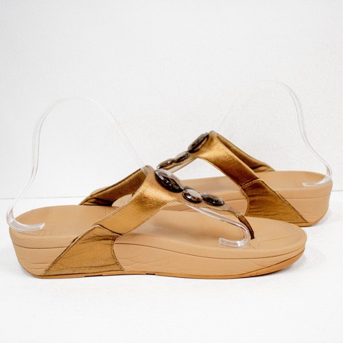 Sandali donna FitFlop Lunneta bronzo gioiello impreziositi zeppa tanga 8 - Foto 7 di 10