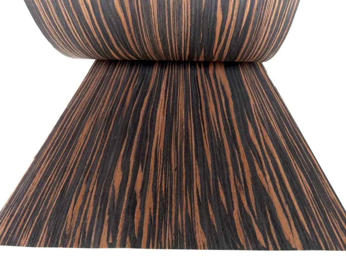 2 Hojas MAKASSAR Fineline (2x 225cm x 32cm) Chapa Madera Auténtica Ébano Mueble Frontal