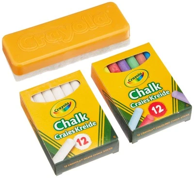 Crayola Chalk and Duster Set of 24 Multicoloured Chalk Sticks and Eraser