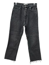 Reformation Cynthia High Rise Straight Jeans Women's Size 25 Black Button GG7-7
