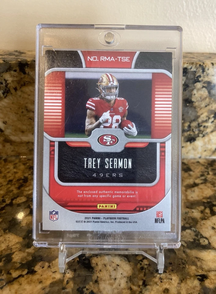 2021 Panini Playbook - Rookie Materials Trey Sermon #RMA-TSE (MEM, RC) - Image 2 of 2