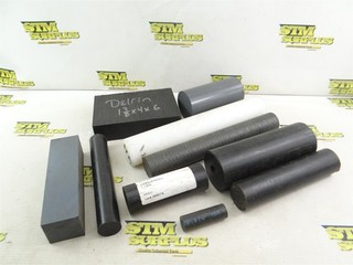10PCS (7LBS) OF ASSORTED MACHINABLE PLASTIC DELRIN