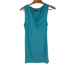 Alo Yoga Womens Sleeveless Draped Neck Mini Dress Large Aqua Stretch Athleisure