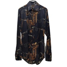 Dolce & Gabbana Silk Total Pattern Print Cufflink Dress Shirt With Used NE51-0