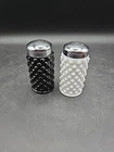 Vintage Fenton Black White Hobnail Milk Glass Art Deco Salt & Pepper Shakers 3"