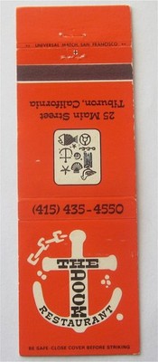 THE DOOK WINE & DINE RESTAURANT, 25 MAIN STREET, TIBURON, CA MATCHBOOK COVER