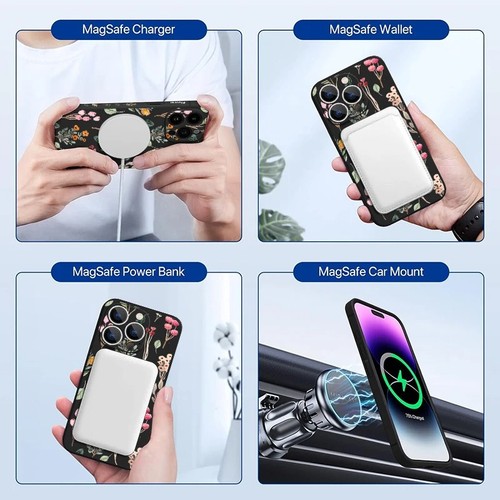 Coque téléphone fleurie pour iPhone 16 15 14 13 12 Pro Max 11 16E magnétique pour Magsafe - Photo 6 sur 20
