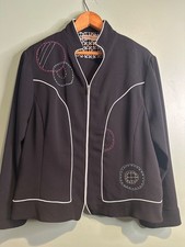 Canvasbacks Women’s 14 Black Vintage Blazer Y2K Embroidered Designs Made in USA