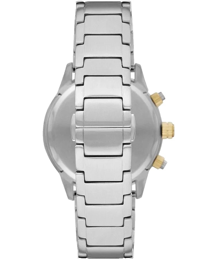 EMPORIO ARMANI MARIO CHRONOGRAPH AR11454 GREEN DIAL SILVER BREACELET MENS WATCH - Image 3 of 4