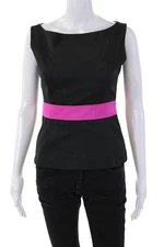 Boutique Moschino Womens Sleeveless Back Zipper Tank Top Black Pink Size 4