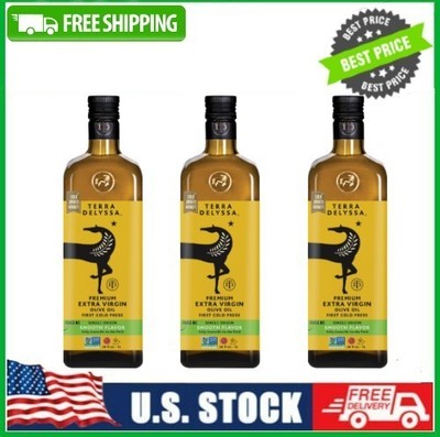 3 Bottles Terra Delyssa Extra Virgin Olive Oil, 34 fl. Oz Bottle