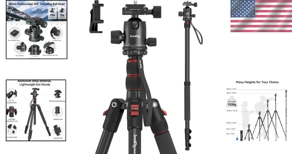 Sturdy Aluminum Camera Tripod - 33lb Weight Limit - Image 2 of 4