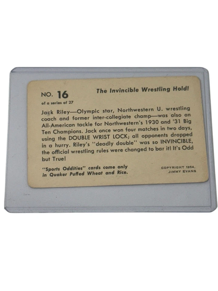 Tarjeta Quaker Oats Sports Oddities 1954 # 16 Jack Riley - Wrestling Ex Foto 2 de 2