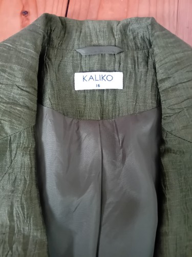 Kaliko Green Linen Mix Trouser Suit Tie Detail Occasion Summer Wedding 12 Best? - Picture 4 of 13