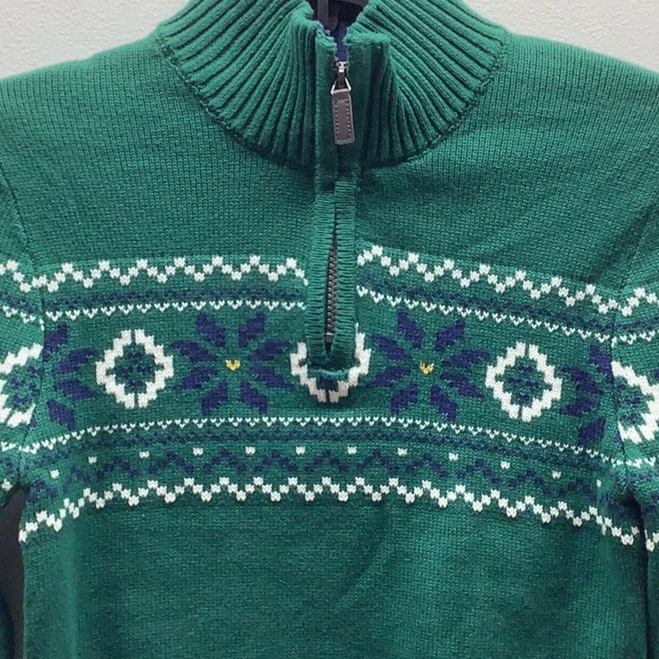 Suéter Izod Talla 8 Niño Verde Navidad Con Cremallera Cuello. Nuevo con etiquetas. Foto 4 de 4