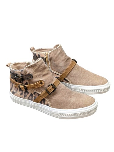 Blowfish Malibu Boho Canvas Distressed Brown Cheetah Print Shoes Size 7.5 - Picture 2 of 10