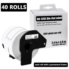 40Rolls 2-3/7"x4" Permananet Frame Shipping Label DK-1202 For Brother QL Printer