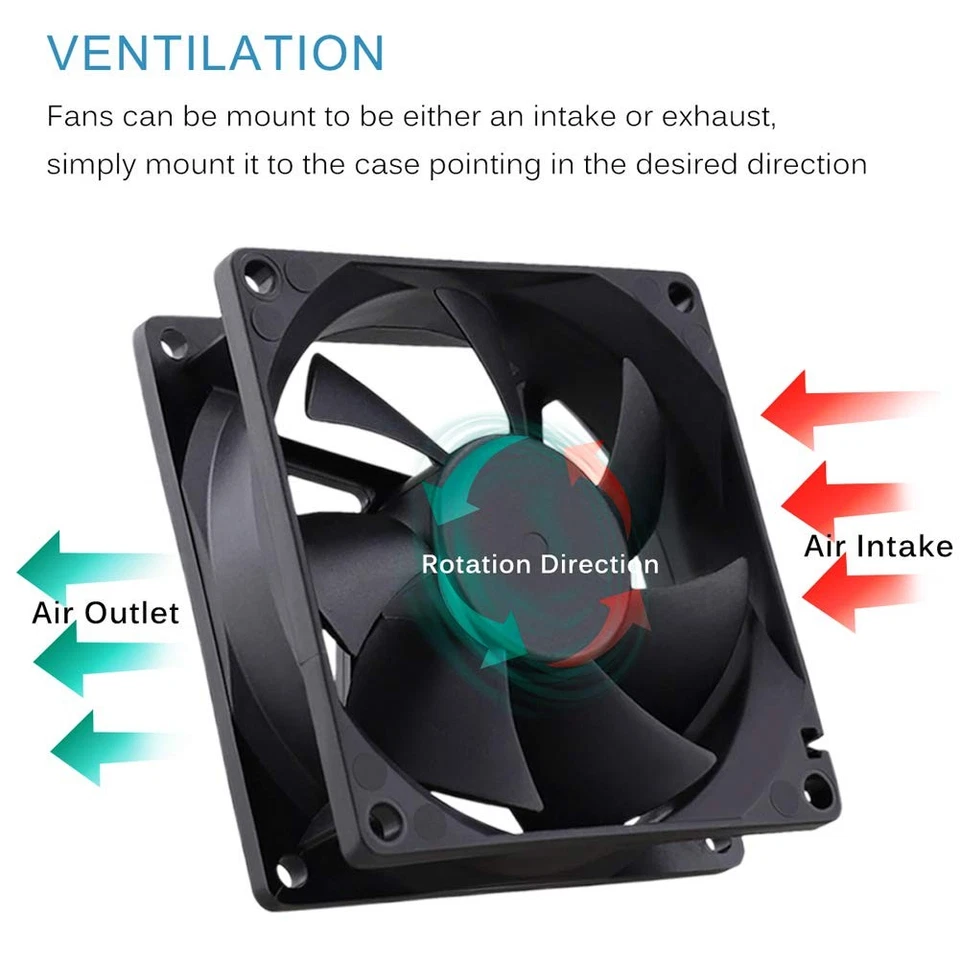 GDSTIME 80mm x x 25mm 12V Brushless DC Cooling Fan compatible 80x80x25mm - Image 4 of 4