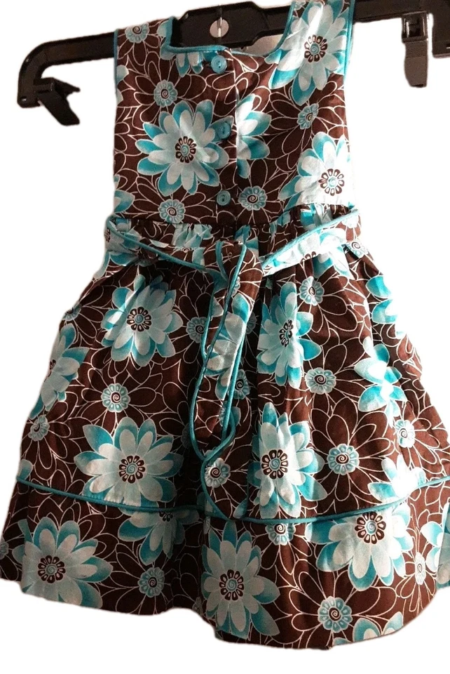 Vestido Floral Maggie & Zoe Niñas Talla 18M Azul Marrón Mangas Sin Mangas Foto 3 de 4