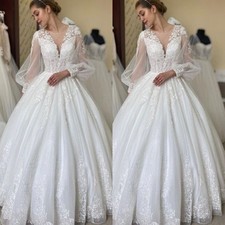 Gorgeous Wedding Dresses Long Sleeves Lace Applique A Line Elegant Bridal Gown