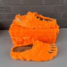 NWB Bravest Studios Orange Fuzzy Claw Slippers Sz 12