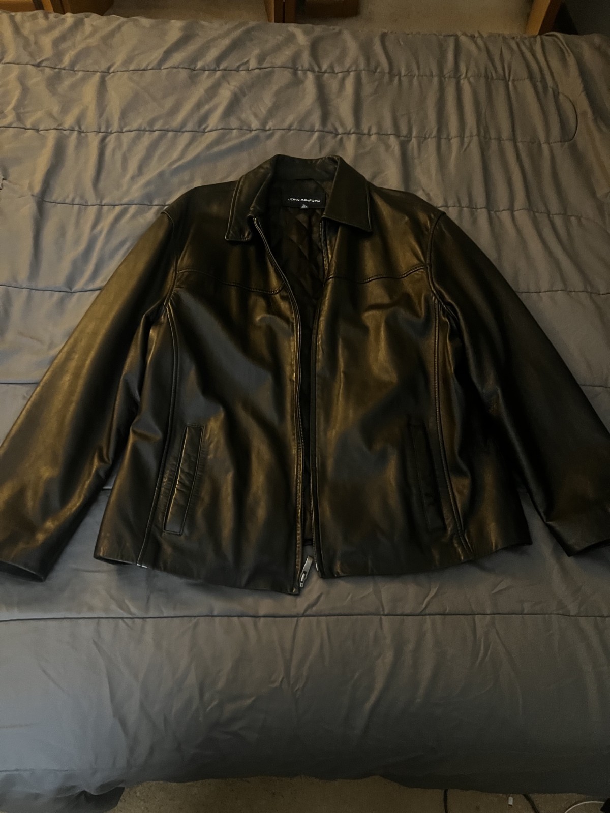 Jhonashford Vintage Leather Bomber Jacket Size XXL Black