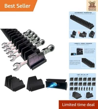 Effortless Tool Access: 46-Compartment Magnetic Wrench Organizer for DIY Experts