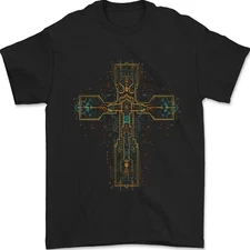 A Circuit Board Cross Gothic Goth Techy Mens T-Shirt 100% Cotton