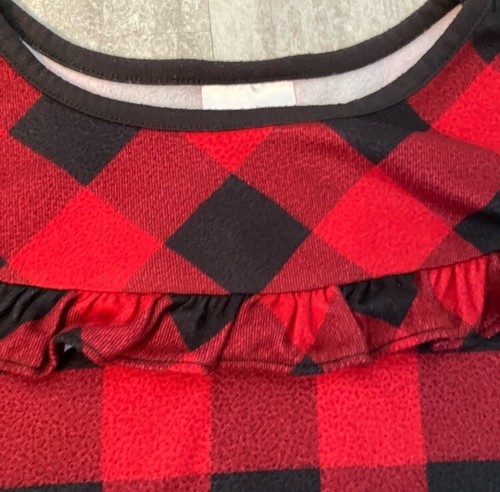 Girls Holiday Buffalo Check Flannel PJ's Nightgown - Wondershop Red Christmas 5 - Picture 3 of 5