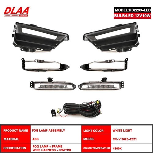 2Pcs Front Fog Lights Assembly w/ Clear Lens Grills Bumper For Honda CR-V 20-21 - Picture 2 of 6