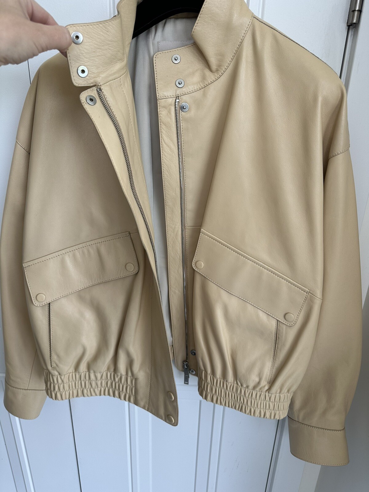 Massimo Dutti Nappa Leather Bomber Jacket Size L  (RP $499) image 7