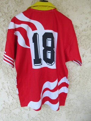 Maillot rugby UVS porté n°18 années 90 vintage XXL Maillot rugby UVS porté n°18 années 90 vintage XXL