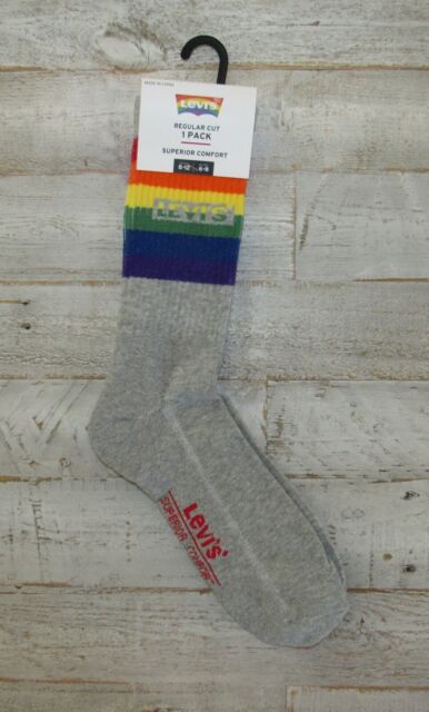 heks Ryd op tjeneren Gay Pride Levi's Superior Comfort Rainbow Regular Cut Crew Socks US Men's  8-12 for sale online | eBay