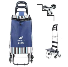 Folding Shopping Carts with Removable Bag (Blue Backpack/Orange Grocery)