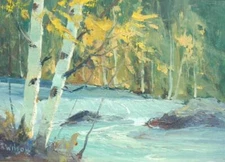 Impressionist Oil Autumnal Scene Birch Splendor Canadian Bertram Russell Wilson