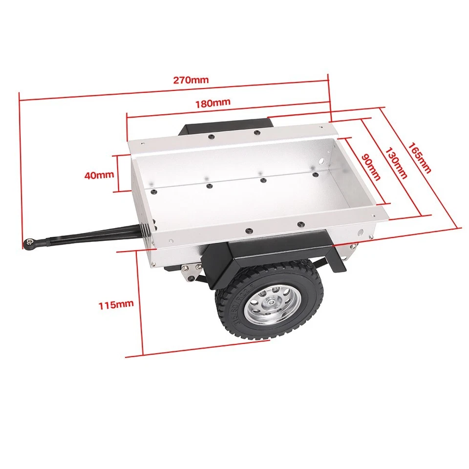KYX DIY Upgrade Aluminum alloy flat Small Trailer for 1/10 Axial SCX10 D90 - Image 4 of 4