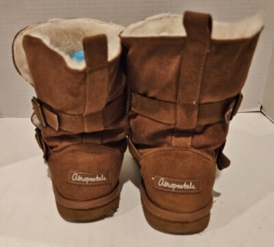 Aeropostale Boots~ Womens~Buckles ~Flat~Brown~Suede Feel  display picture 3