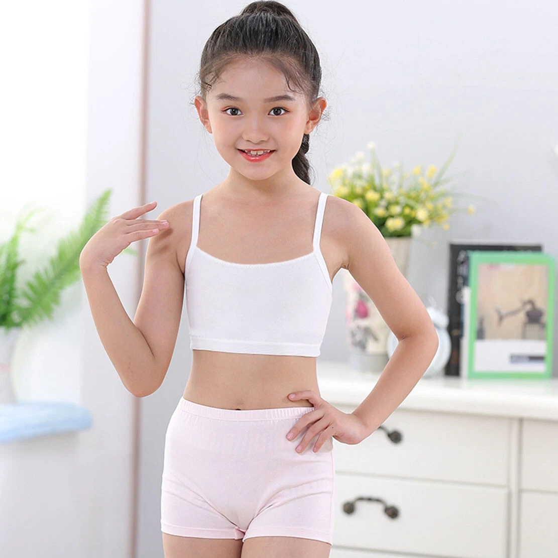 Girls Kids Plain Camisole Bralet Crop Vest Strappy Gym Sports