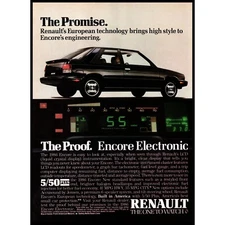 1986 Renault Encore Hatchback Vintage Print Ad Electronic Dash Man Cave Wall Art