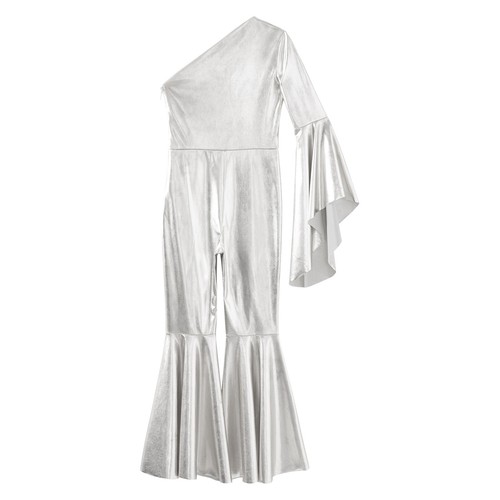 Kids Girls Dance Jumpsuit Wide Leg Bodysuit One Shoulder Romper Bell-Bottom - Picture 14 of 70