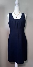 J.Crew Navy Blue Allura Shift Dress Cotton Size 4 Sleeveless Office Preppy