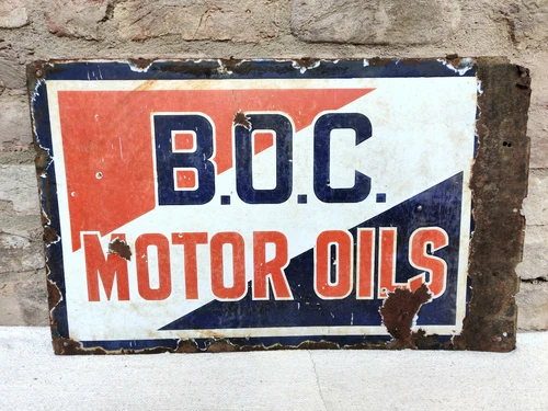 1920s Vintage Burmah Oil Company Motor Oils Double Sided Enamel Sign Board EB64