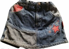 Oshkosh 4T Blue Jean Denim Skorts With Handkerchief Stars and Flowers