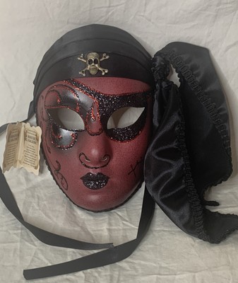 Masquerade Mask Black & Red Pirate Style - Pier 1 Store - Hand made In Venice