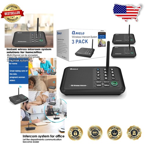 Expandable 5280 Ft Wireless Intercoms with Monitor Function - Ideal for Offices - 第 1/9 張圖片