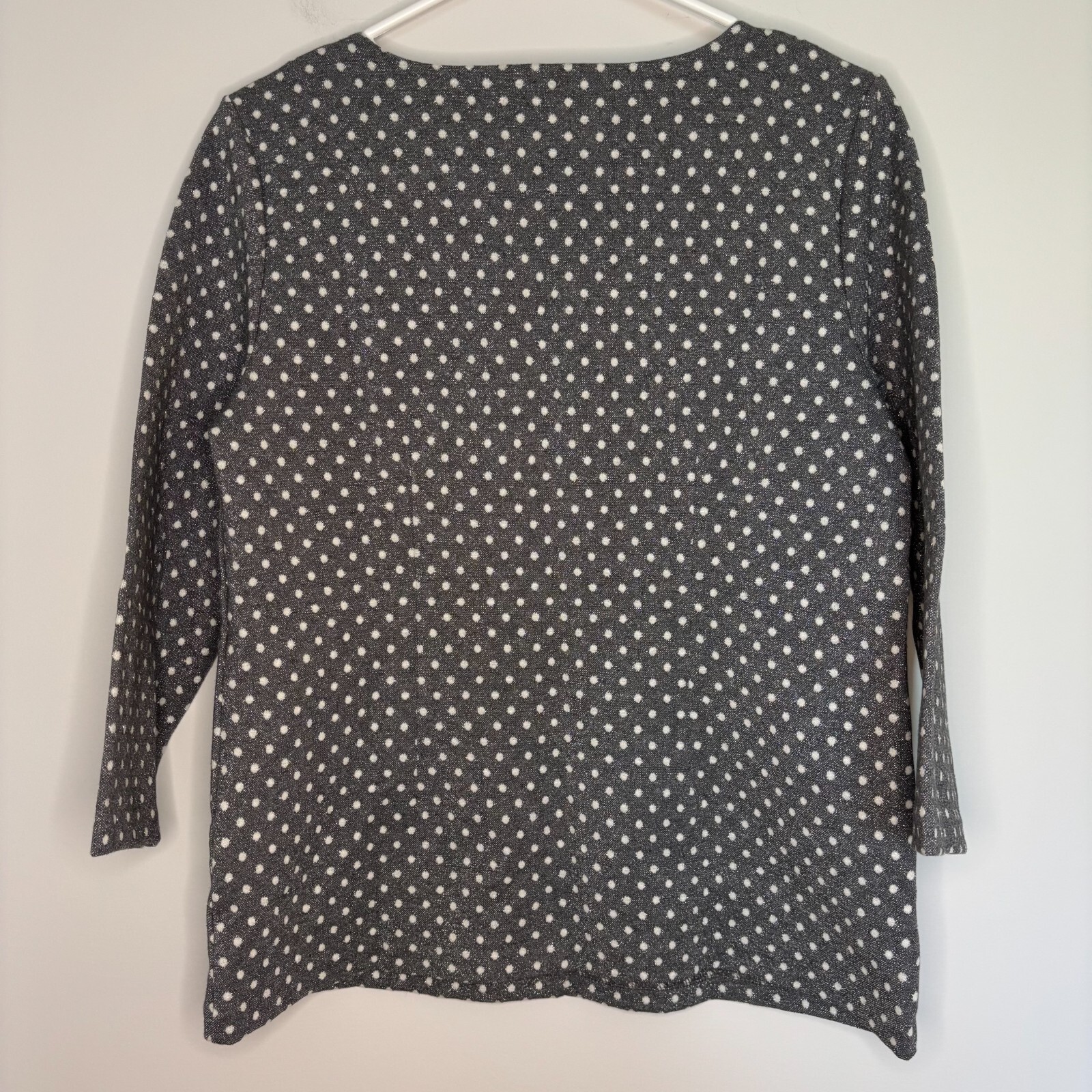 TALBOTS Petite Medium Silver Gray Pullover Polka … - image 4