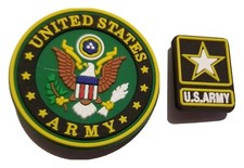 US Army NEW 2pc 1 x Large Shoe Charms For Shoes, Bracelets, Crafts  More 