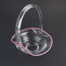 Henkelschale aus Glas, Körbchen mit Henkel, Henkelvase Henkelkorb, Rosa & Pink